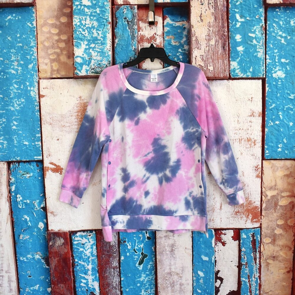 Women's Time and Tru Maternity Side Snap Sweatshirt Semi Fitted MEDIUM Tie Dye